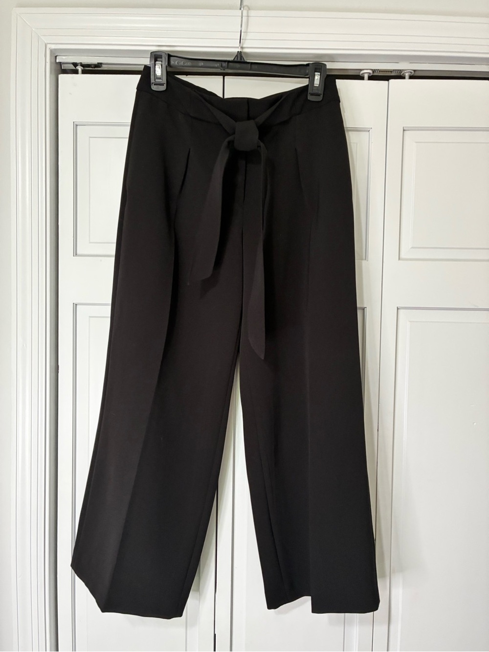 White House Black Market Black Wide-Leg Tie-Waist Pants